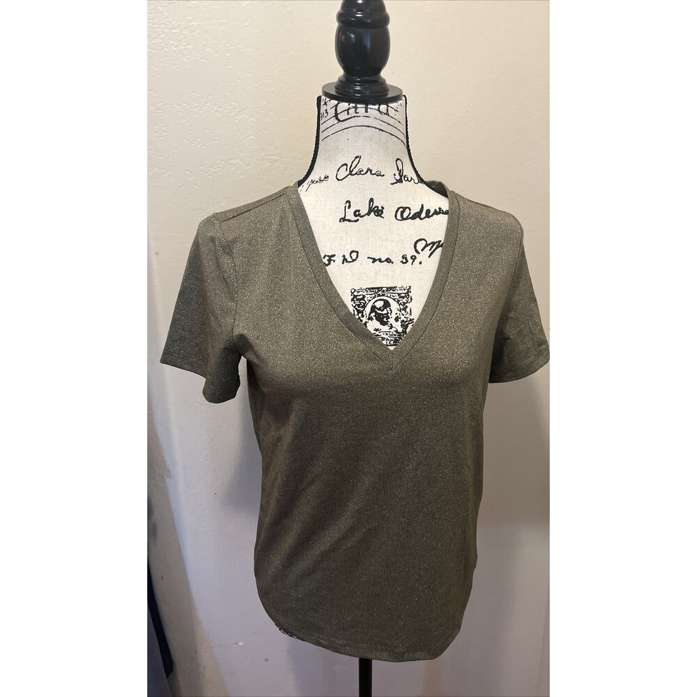 Vila Women’s Viluxi Glitter V -Neck Regular Fit T-Shirt EU Size Small